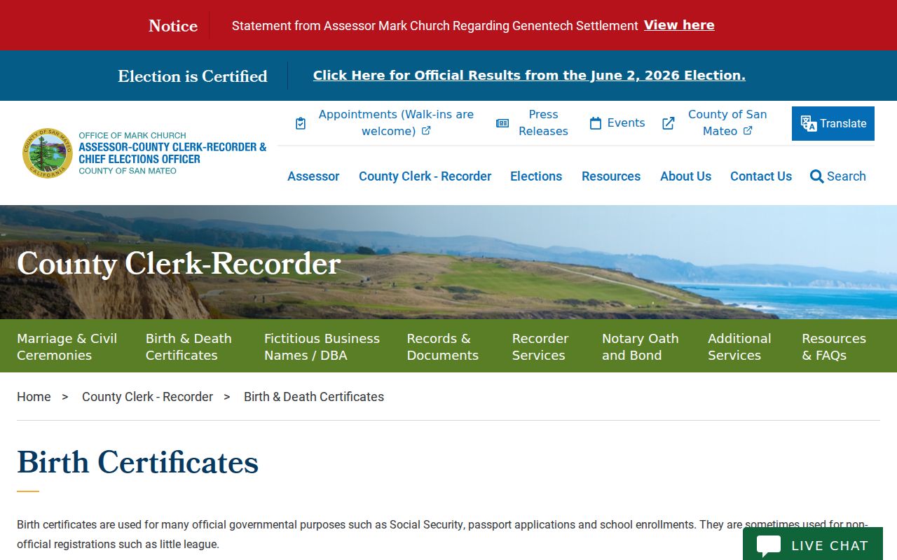 San Carlos people search birth certificate request channels