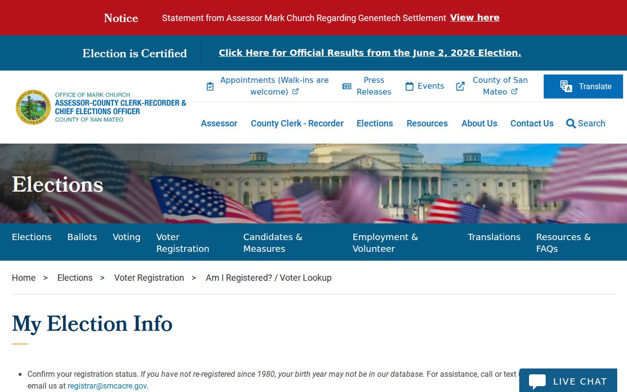 San Carlos voter records in San Mateo County My Election Info